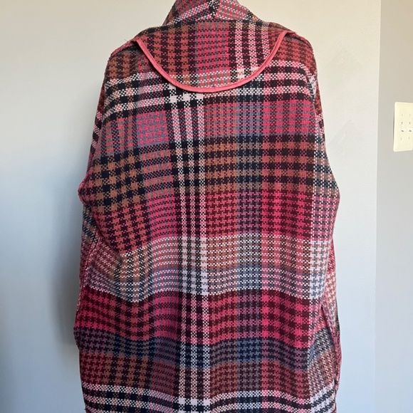 NEW Rachel Zoe Tweed Plaid Casual Pink‎ Career Wool Blend Collared Coat Jacket - Picture 7 of 9